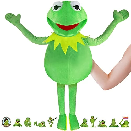 Best Sale โค๏ธ Kermit Frog Puppet, The Muppet Show, Soft Hand Frog Stuffed Plush Toy With 50 Pcs Kermit Frog Stickers, ๐ฆ Halloween ๐ Christmas ๐ช Thanksgiving Gift Ideas For Boys And ๐ง Girls- 24 Inches โ