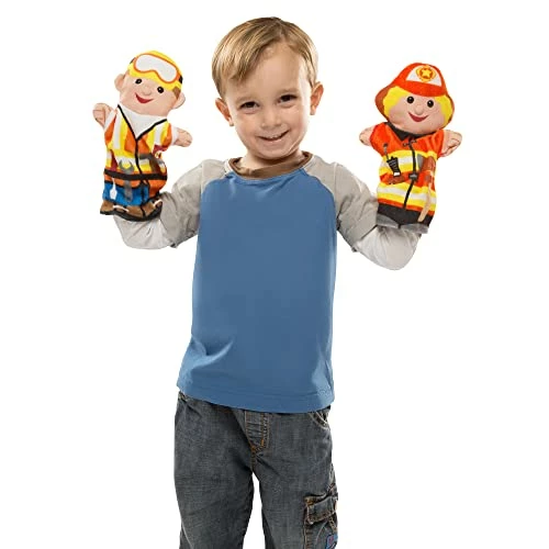Buy π― Jolly Helpers Hand Puppets (Set Of 4) - Construction Worker, Doctor, Police Officer, And Firefighter - Role Play Hand Puppets, Soft Hand Puppets For Toddlers Ages 2+ π - Image 4