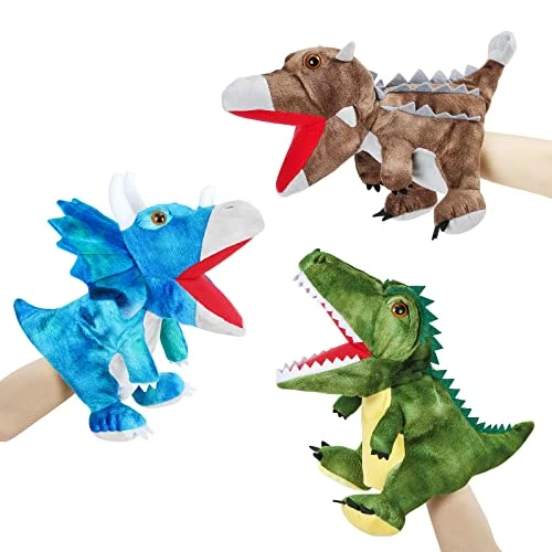 Best Pirce ๐งจ 3Pcs Dinosaurs Plush Toys, Jurassic World Dinosaur Hand Puppets Kids Toys,Stuffed Animals Plush Toys Interactive Games For Boys ๐ง Girls Age 4 5 6 7 8 ๐ฅ