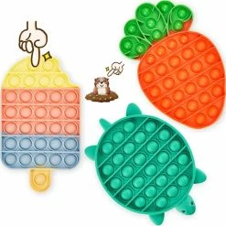 Budget 🧨 Pop Fidget Toy Pop It Fidget Pack Push Bubble Popper Sensory Toy Poppet Fidget Toys Fidget Popper Stress Relief For Kids And Adults (Carrot +Turtle+Ice Cream) 👏
