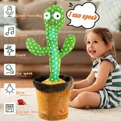 Coupon 💯 Dancing Cactus Talking Toy, Wriggle Singing Cactus Repeats What You Say, Soft Plush Talking Toy Speaking Cactus Baby Funny Creative Kids Toys ✨