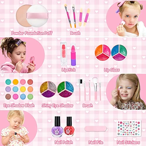 Cheap 😉 Kids Makeup Kit For 👧 Girls, Washable Little 👧 Girls Toddler Makeup Set Toy, Frozen Makeup Set Real Cosmetic Toy For Girl, Safe Play Makeup For Little 👧 Girls 3-12 Year Old Kids ❄ Christmas 🎂 Birthday Gift Blue 🔔 - Image 2