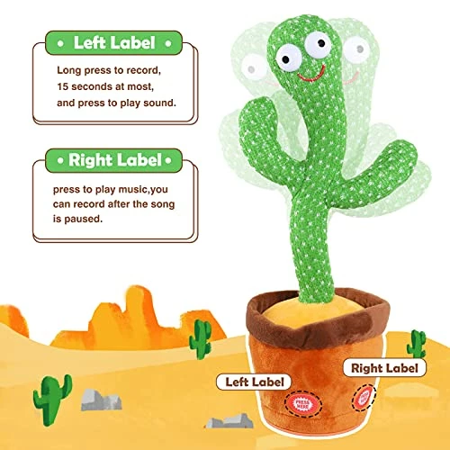 Outlet ๐คฉ Kids Dancing Talking Cactus Toys For Baby Boys And ๐ง Girls, Talking Sunny Cactus Toy Electronic Plush Toy Singing, Record & Repeating What You Say With 120 English Songs And LED Lighting For Home Decor ๐ฅ - Image 3