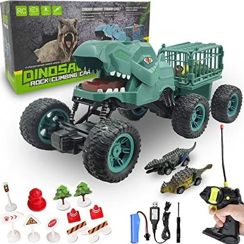 Brand new ๐ฅ Dinosaur Truck Toys For 3 4 5 6 7 Year Old Boys, 42 In 1 Kids Toys Carrier Truck Car Toys With Dinosaur Toys For Kids 3-5 5-7, Pull Back Cars, Activity Playmat, Car Playset ๐ Christmas ๐ฅณ Birthday Gifts Green Tyrannosaurus W/ Music&light ๐ - Image 9