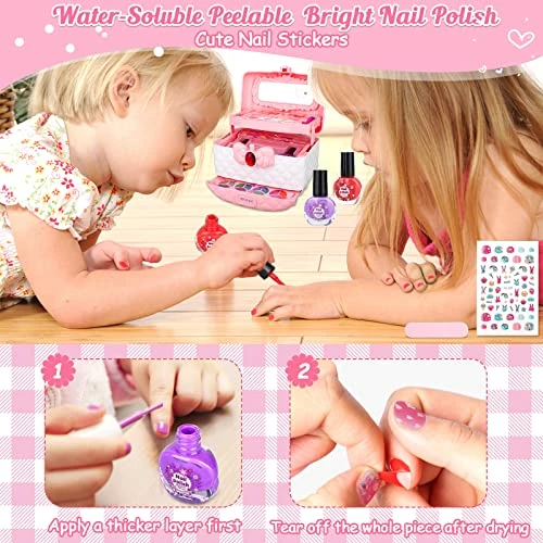 Cheap 😉 Kids Makeup Kit For 👧 Girls, Washable Little 👧 Girls Toddler Makeup Set Toy, Frozen Makeup Set Real Cosmetic Toy For Girl, Safe Play Makeup For Little 👧 Girls 3-12 Year Old Kids ❄ Christmas 🎂 Birthday Gift Blue 🔔 - Image 3