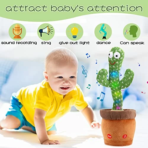 Brand new โจ Dancing Cactus Talking Cactus Baby Toys 6 To 12 Months Toys Wriggle Singing Cactus Repeats What You Say Baby Boy Toys, Plush Electric Speaking Cactus 15 Second Voice Recorder Baby Girl Toy Dancing Talking Crawling-cactus ๐ฏ - Image 3