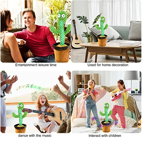 Coupon 💯 Dancing Cactus Talking Toy, Wriggle Singing Cactus Repeats What You Say, Soft Plush Talking Toy Speaking Cactus Baby Funny Creative Kids Toys ✨ - Image 2