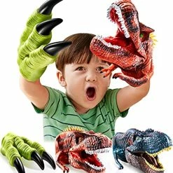 Brand new 🌟 Dinosaur Toys Hand Puppet For Kids , Dinosaurs Claws Head Soft Rubber, Dino Figures Set Animal Glove T-Rex Velociraptor Puppets Gifts For Boys Age 3 4 5 6 7, 3 Pack 😀