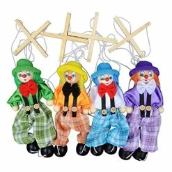 Deals 😀 4 Packs Clown Marionette Puppet Wooden Marionette Toys String Puppet Doll For Kids 🥳 Birthday Xmas Gifts 4pack 🎉