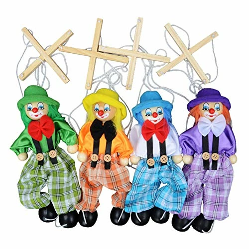 Deals ๐ 4 Packs Clown Marionette Puppet Wooden Marionette Toys String Puppet Doll For Kids ๐ฅณ Birthday Xmas Gifts 4pack ๐