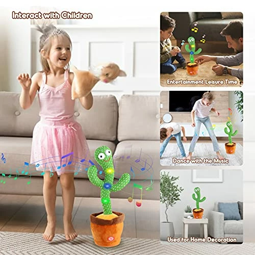 Outlet ๐คฉ Kids Dancing Talking Cactus Toys For Baby Boys And ๐ง Girls, Talking Sunny Cactus Toy Electronic Plush Toy Singing, Record & Repeating What You Say With 120 English Songs And LED Lighting For Home Decor ๐ฅ - Image 2