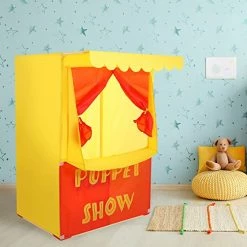 Discount 🤩 Lemonade Stand For Kids, Puppet Show Theater, Play Tent, 28"X20"X41", Polyester, Red, Yellow, Stage Puppets, 2-in-1 Playset, Theatre, Toddlers, Fabric Curtain, PVC Rods, Lightweight | 🎁