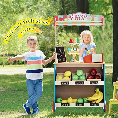 New ✔️ Deluxe Wooden Puppet Theater With Curtains, Blackboard And Clock, Double-Sided Play Store 3-8Y & Kid Puppet Show Theater With 2 Hand Puppets And 4 Finger Puppets For Toddlers 1-3 ✨ - Image 4