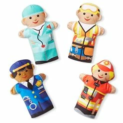 Buy 💯 Jolly Helpers Hand Puppets (Set Of 4) - Construction Worker, Doctor, Police Officer, And Firefighter - Role Play Hand Puppets, Soft Hand Puppets For Toddlers Ages 2+ 🌟