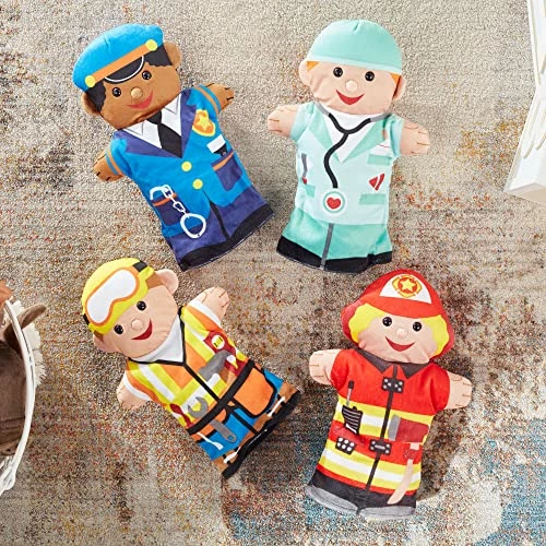 Buy π― Jolly Helpers Hand Puppets (Set Of 4) - Construction Worker, Doctor, Police Officer, And Firefighter - Role Play Hand Puppets, Soft Hand Puppets For Toddlers Ages 2+ π - Image 3